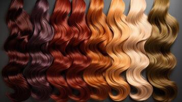 ai gerado diverso cabelo cores paleta apresentando uma alcance do vibrante e natural tons para criativo estilo. ai gerado. foto