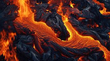 ai gerado experiência a cru poder do uma vulcânico magma erupção com hipnotizante lava fluxos. ai gerado. foto