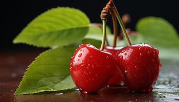 ai gerado saudável comendo maduro, suculento fruta em uma limpar, verde mesa gerado de ai foto