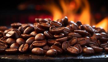 ai gerado recentemente fabricado café em uma de madeira mesa, convidativo aroma preenche espaço gerado de ai foto