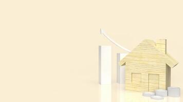 a madeira casa para propriedade ou real Estado conceito 3d Renderização. foto