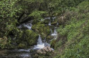 uma pequeno cascata perto a Vila do panela dentro Sérvia foto