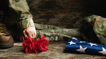 vermelho rosas para veteranos dia foto