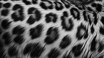 ai gerado fechar acima do Preto e branco leopardo pele textura. abstrato fundo. foto