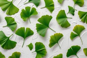 ai gerado avenca ou ginkgo biloba folhas. cura plantar dentro tradicional chinês remédio foto