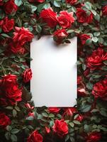 ai gerado uma quadro, Armação do rosas para dia dos namorados dia foto