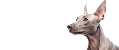 ai gerado mexicano Calvo cachorro xoloitzcuintli de raça pura lindo procriar do cachorro, fundo natureza foto