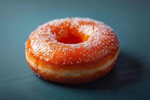 ai gerado fechar-se do uma recentemente envidraçado rosquinha com uma espumante açúcar Revestimento em Sombrio fundo. generativo ai. foto