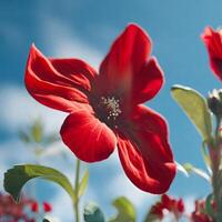 ai gerado uma vermelho flores foto