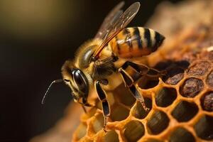ai gerado abelha e favos de mel. neural rede ai gerado foto