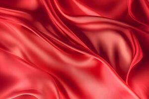 ai gerado abstrato luxo vermelho seda tecido pano ou líquido onda ou textura cetim fundo. neural rede ai gerado foto