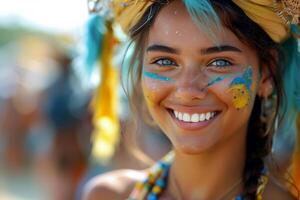 ai gerado lindo mulher em carnaval - generativo ai foto