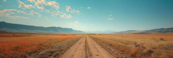 ai gerado uma sujeira estrada conduzindo para lugar algum dentro a deserto montana foto