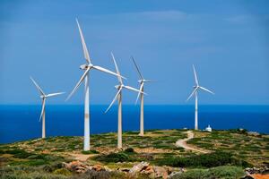vento gerador turbinas. Creta ilha, Grécia foto
