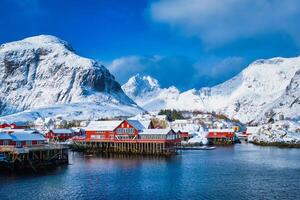 uma Vila em lofoten ilhas, Noruega foto