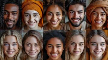 ai gerado uma colagem do muitos diferente pessoas. pessoas do diferente nacionalidades e raças foto