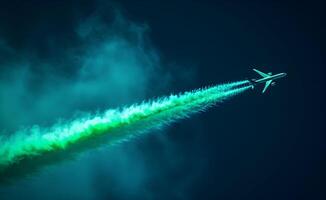 ai gerado paquistanês jatos vôo dentro a céu com verde fumaça 23 marcha Paquistão dia fundo foto