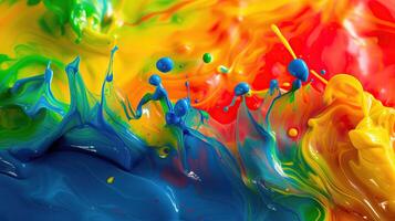 ai gerado vibrante explosão do cores dentro dinâmico pintura salpicos capturado dentro Alto definição foto