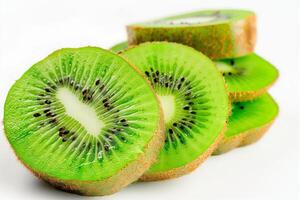 ai gerado kiwi fruta fatias texto espaço fundo foto
