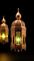ai gerado eid Mubarak celebração Ramadã lanterna, árabe cultura em branco fundo vertical Móvel papel de parede foto