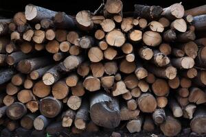 ai gerado velho pilha do lenha, natural de madeira fundo preparado para inverno foto