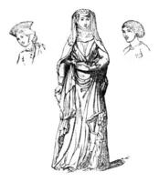 traje Aveline, condessa do Lancastre, e mulheres chapelaria, vintage gravação. foto