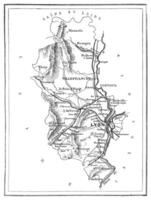 mapa do a departamento do Ródano, vintage gravação. foto
