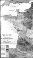 geológico mapa do França, vintage gravação. foto