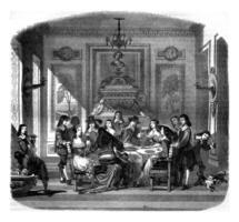 uma refeição debaixo Louis XIV, vintage gravação. foto