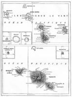 mapa do taiti ilha vintage gravação foto