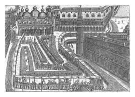 procissão em st. marca quadrado dentro Veneza, anônimo, 1610, vintage ilustração. foto