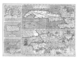 mapa do cinco caribe ilhas, vintage ilustração. foto