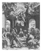 adoração do a pastores, cornelis corte, depois de tadeo abobrinha, depois de 1567 - antes 1612 foto