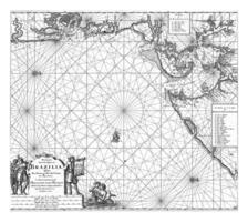 Passaporte mapa do parte do a costa do Brasil às allerheilige baía, jan luyken foto