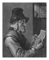 homem lendo uma carta, jan furgão der bruggen, depois de jan verkolje eu, 1659 - 1740 foto