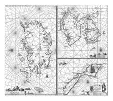 três partes mapa do Islândia, jan maio ilha e Spitsbergen, jan luyken foto