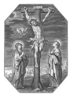 Cristo em a Cruz com Maria e John, cornelis galle foto