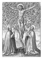 Cristo em a cruzar, adorado de inácio do loyola e francisco xavier foto