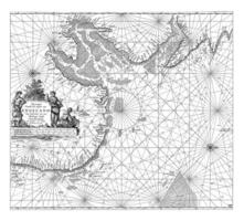 Passaporte mapa do a leste costa do Inglaterra, mostrando a boca do a humber, jan luyken foto