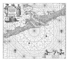 Passaporte mapa do uma ampla parte do a Wadden ilhas, jan luyken foto