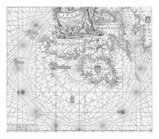 Passaporte mapa do a costa do Irlanda, Escócia, Inglaterra e França, jan luyken foto