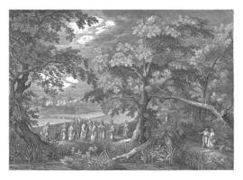 panorama com Cristo e a discípulos dentro a campo de trigo foto