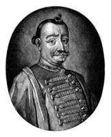 retrato do barão emmerich tekkely, pieter schenk eu, 1670 - 1713 foto