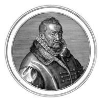 retrato do a editor Cristofel plantar, às a era do 74, johannes wierix, 1588 foto