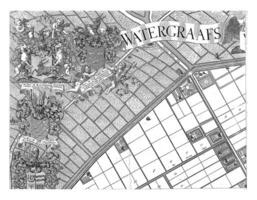 mapa do a Watergraafsmeer topo esquerda papel, pieter furgão cova berge, 1719 foto