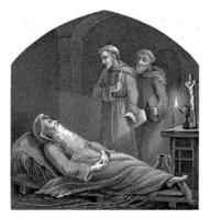 dois clérigos com uma doente homem, filipo Velijn, depois de Henrique francisco wiertz, 1797 - 1836 foto
