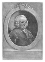 auto-retrato, Aert Schuman, 1740 - 1792 a pintor e gravador Aert Schuman. lado de fora a quadro, Armação estão escovas e uma paleta. foto