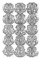 quinze carta monogramas abdômen-bcm, Daniel de lafeuille, c. 1690 - c. 1691 foto