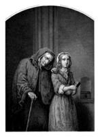 velho mulher inclinado em uma garota, Willem Frederik Wehmeyer, depois de Martinho W. Liernur, 1854 foto