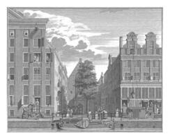 Visão do a waalse kerk e a Walenpleintje dentro Amsterdã, jan Caspar Philips, depois de cornelis pronk, 1736 - 1759 foto